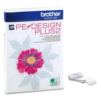 Opakowanie programu do haftu Brother PE-DESIGN PLUS2 i klucz USB.