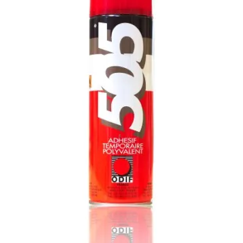 Klej do haftu Odif 505, 500 ml – czerwone opakowanie kleju w aerozolu.