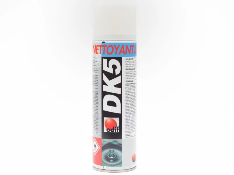 Płyn Odif DK5, 500 ml, do czyszczenia tamborków do hafciarki – etykieta i dolna część puszki.