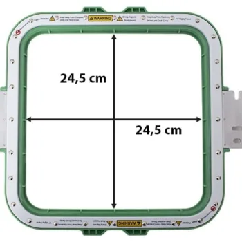 Tamborek magnetyczny Sewtech ST-M1010 do hafciarki – tamborek ze schematem wymiarów 24,5 × 24,5 cm.